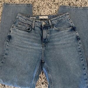 Mango Blue Denim Straight Jeans